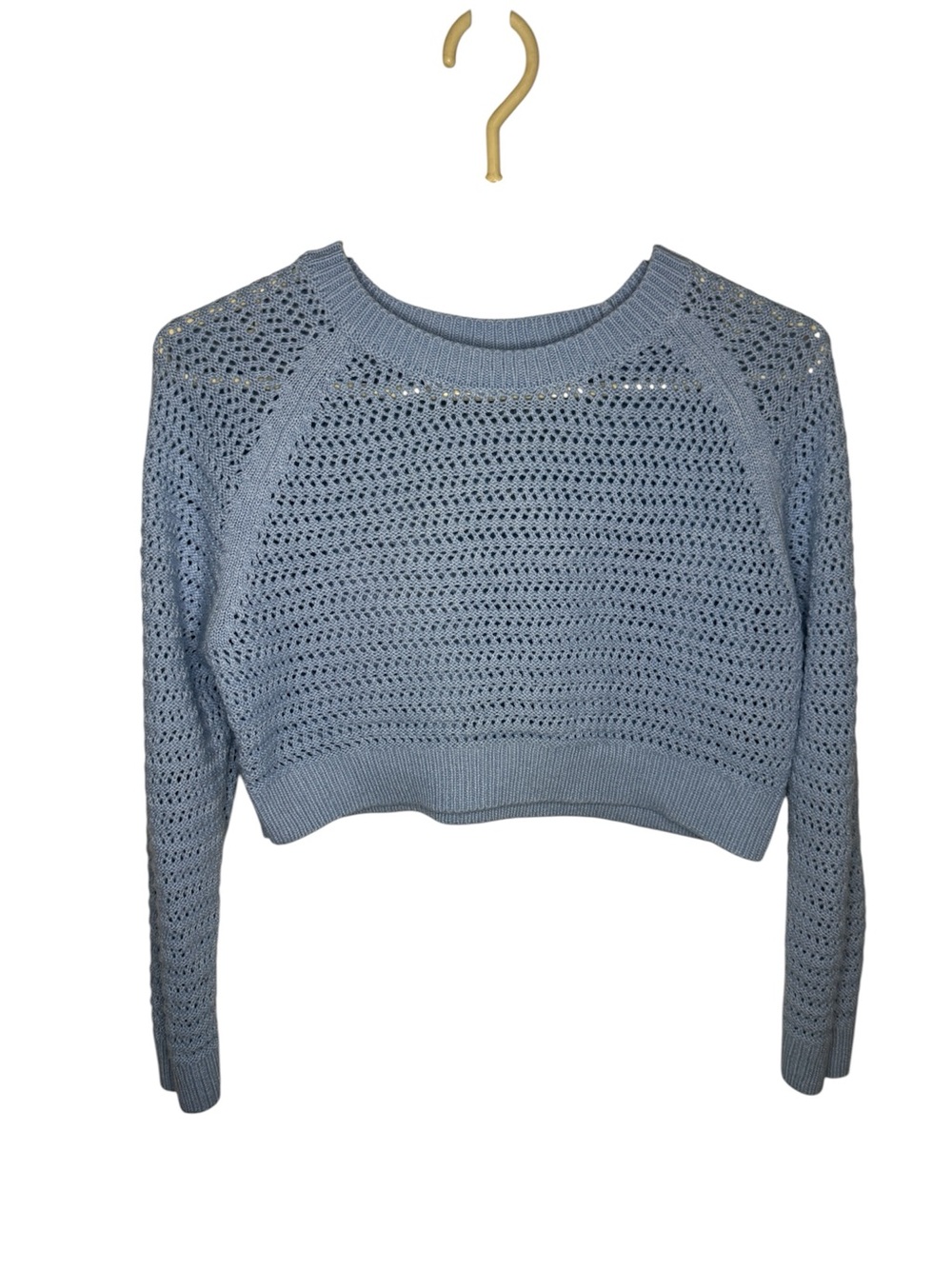 Trixxi Girl Baby Blue Open Knit Cropped Sweater Size XL